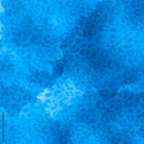 Leopard Print Blue Safari Image - Animal Print Background Design