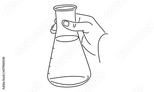 line art of hand chemical lab retorts