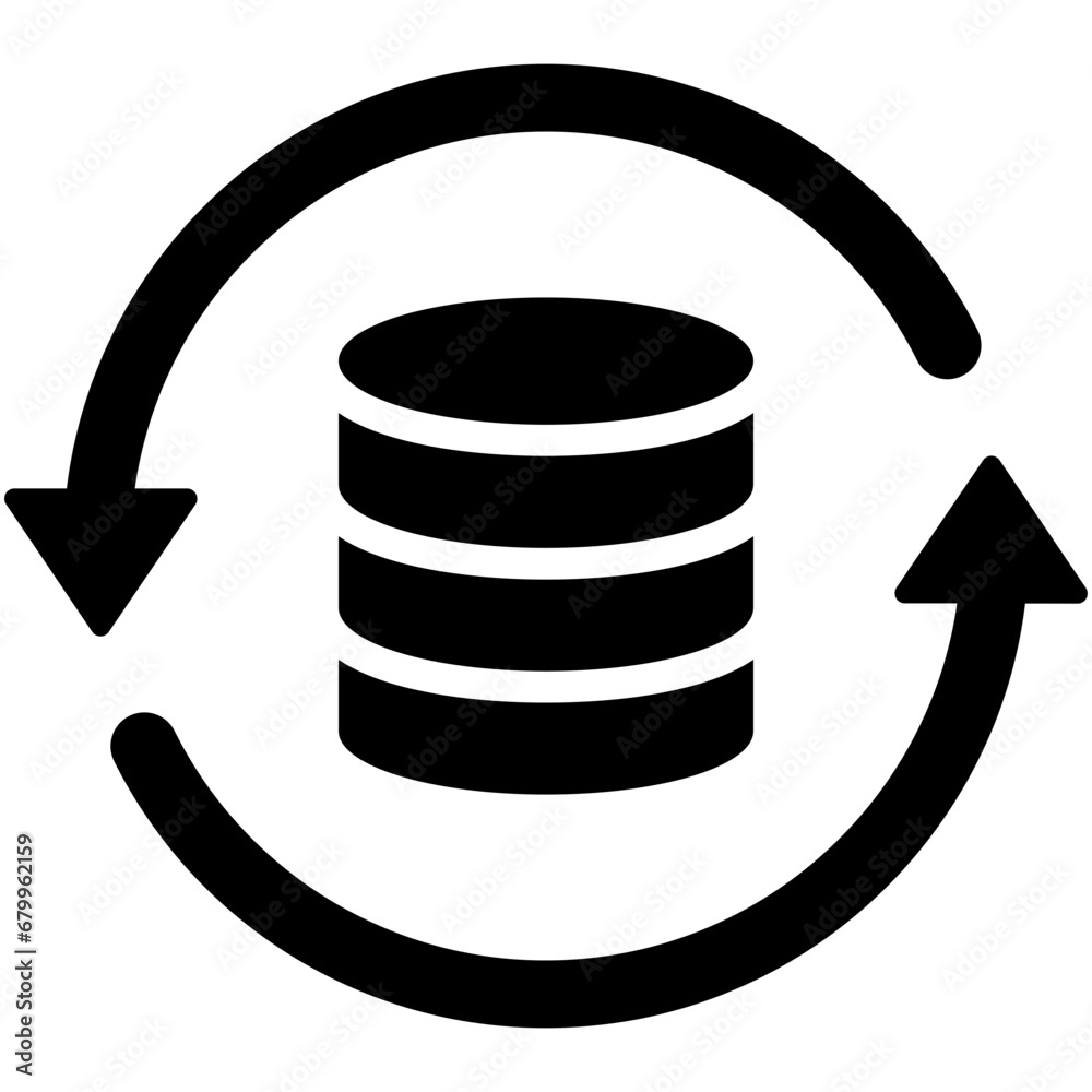 Black single database refresh, simple tech data update flow flat design ...