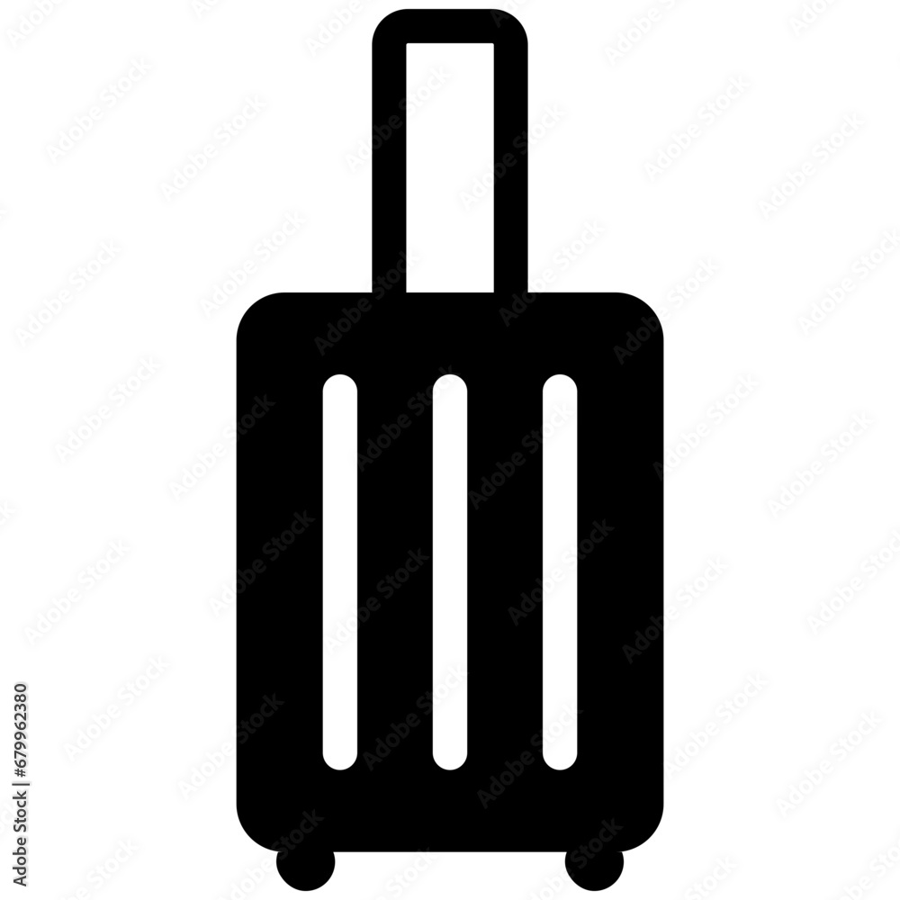 Black single suitcase filled icon, simple travel baggage flat design pictogram, infographic vector for app logo web button ui ux interface elements isolated on white background Black single suitcase filled icon, simple travel baggage flat design pictogram, infographic vector for app logo web button ui ux interface elements isolated on white background