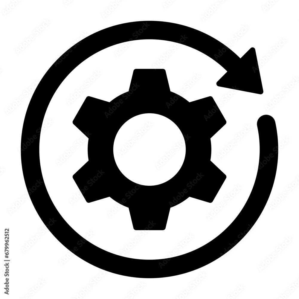 Black single round system update icon, simple cog wheel process circle glyph flat design vector pictogram, infographic interface elements for app logo web button ui ux isolated on white background Black single round system update icon, simple cog wheel process circle glyph flat design vector pictogram, infographic interface elements for app logo web button ui ux isolated on white background