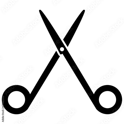 Black open surgery scissors icon, simple outline cutting tool flat design pictogram, infographic vector for app logo web button ui ux interface elements isolated on white background