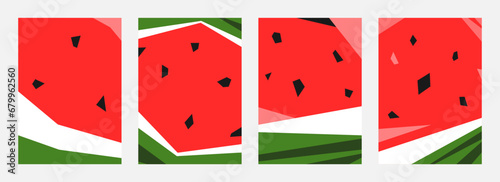 set of abstract background with shape and color of watermelon. vertical. flat vector illustration.
