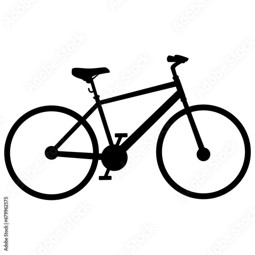Black single Street city bike silhouette, flat design illustration vector pictogram, infographic for app logo web website ui ux interface elements isolated on white background