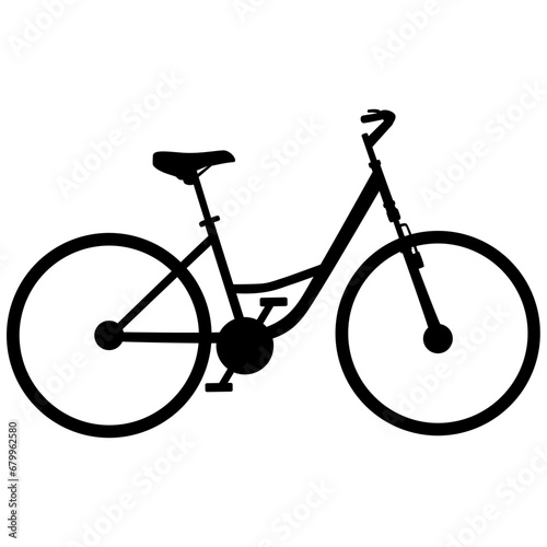 Black single town city bike silhouette, flat design illustration vector pictogram, infographic for app logo web website ui ux interface elements isolated on white background