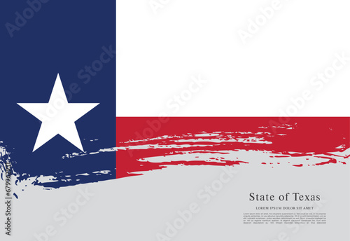 Flag of Texas state, brush stroke background photo