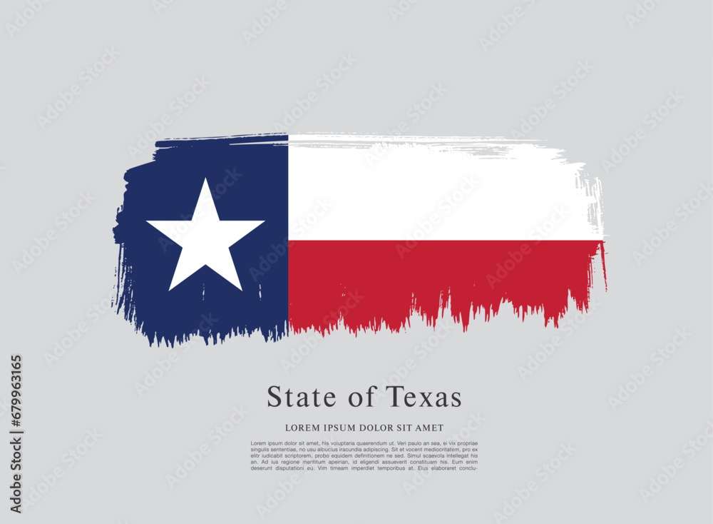 Naklejka premium Flag of Texas state, brush stroke background