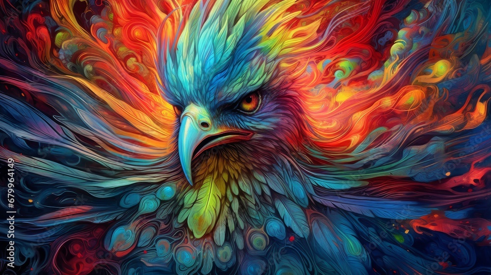 Obraz premium psychedelic colorful bird