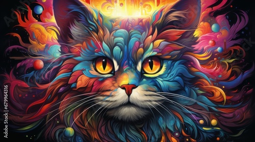  psychedelic colorful cat