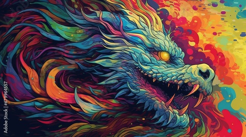 surrealism, fabulous colorful dragon © Aliaksei