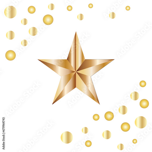 Shiny bright five-pointed star flat vector illustration withe background. photo