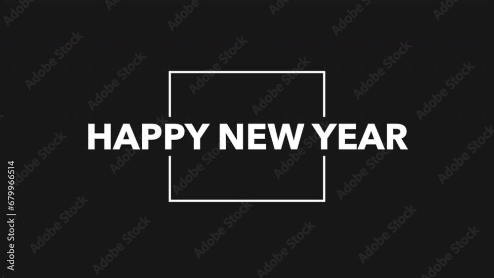 Modern Happy New Year text in frame on black gradient, motion abstract winter holidays, minimalism and promo style background Modern Happy New Year text in frame on black gradient, motion abstract winter holidays, minimalism and promo style background