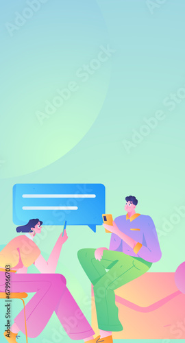 Virtual characters social communication concept business flat vector hand drawn illustration  © Lyn Lee