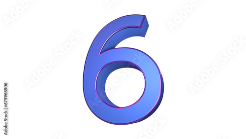 Blue 3d number 6