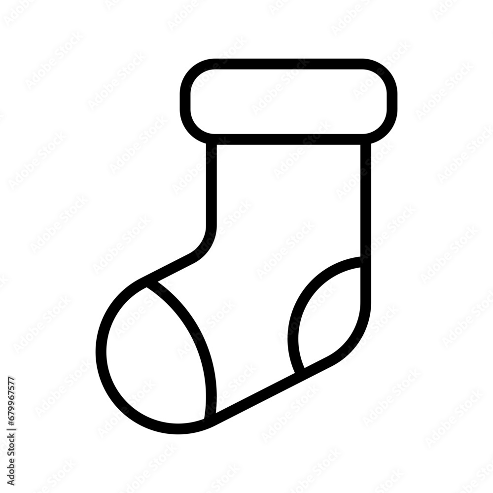 Black single Christmas sock line icon, simple winter clothing flat design pictogram, infographic vector for app logo web button ui ux interface isolated on white background Black single Christmas sock line icon, simple winter clothing flat design pictogram, infographic vector for app logo web button ui ux interface isolated on white background