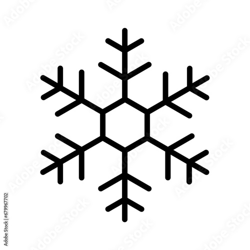 Black single snowflake line icon, simple freeze temperature flat design pictogram, infographic vector for app logo web banner button ui ux interface isolated on white background