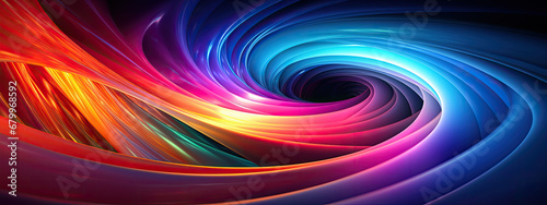 A hypnotic spiral of neon colors pulls into a vivid vortex, symbolizing digital dynamism and creativity.