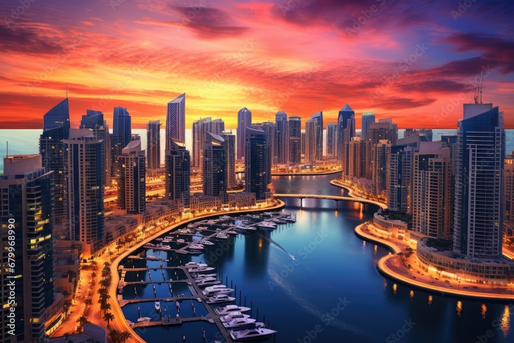 dubai-marina-at-sunset-in-dubai-uae-dubai-was-the-fastest-developing