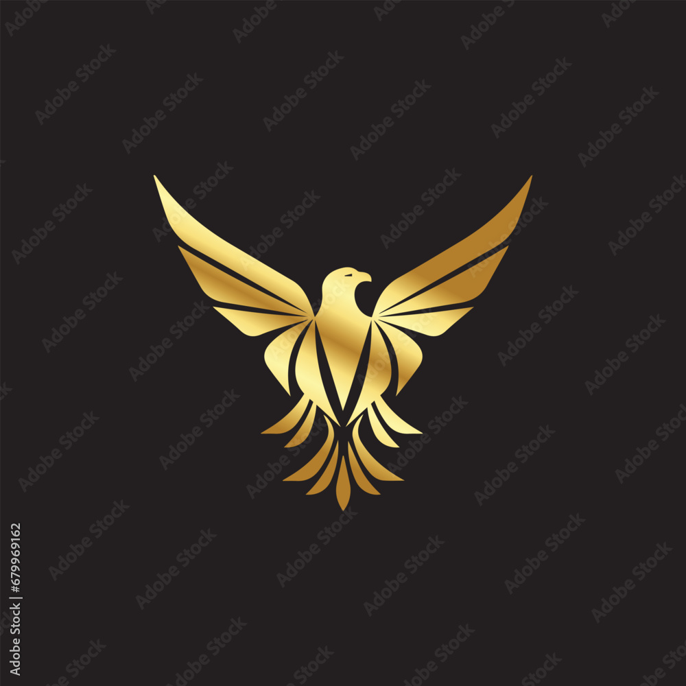 Fototapeta premium Eagle Label design, Flying golden eagle icon, Luxurious Eagle Vector template