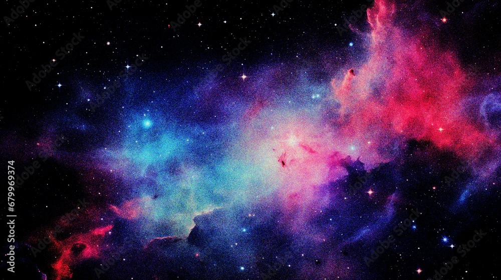 Fototapeta premium abstract nebula outer space background with grain and noise texture for header poster banner backdrop