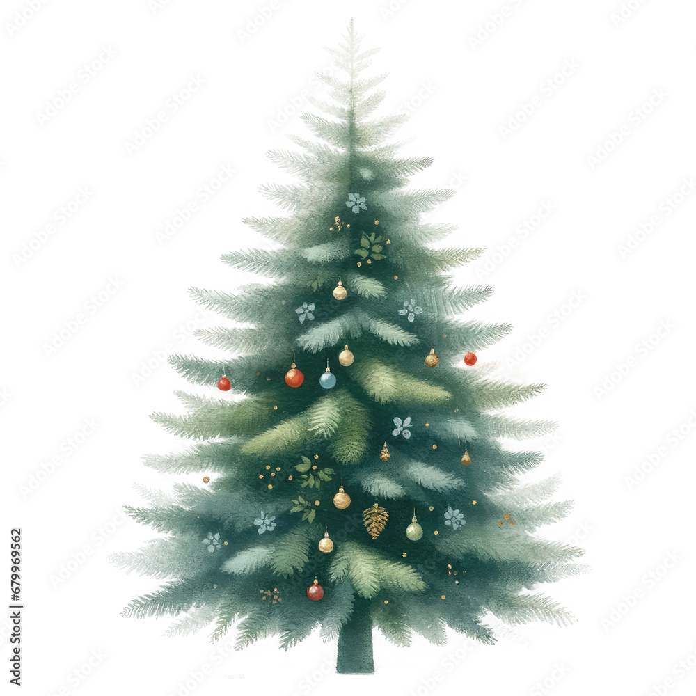 Watercolor Christmas tree isolated on white background. Watercolor Christmas tree isolated on white background.