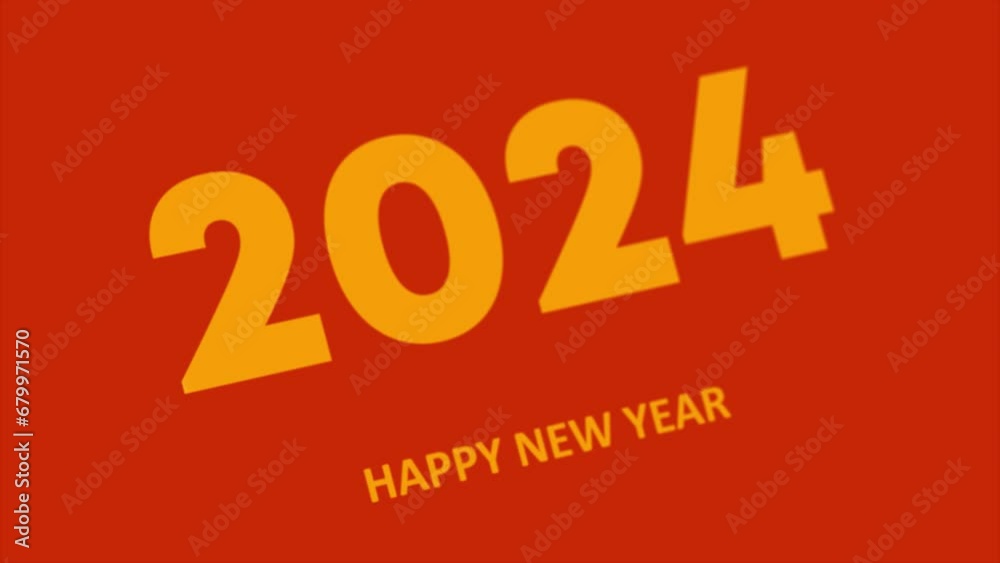 golden happy new year 2024 text with zoom out effect, 4K animation golden happy new year 2024 text with zoom out effect, 4K animation