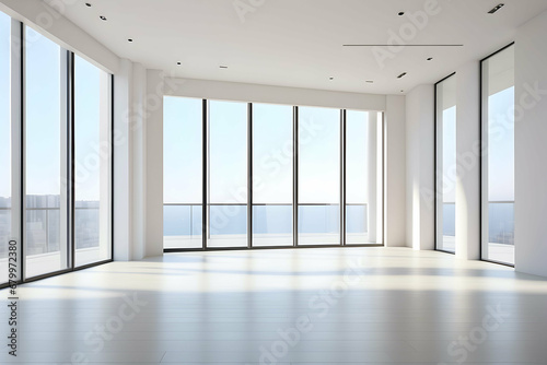 white empty room with big windows