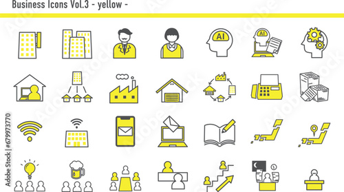 ビジネスアイコンセットC　04　黄色