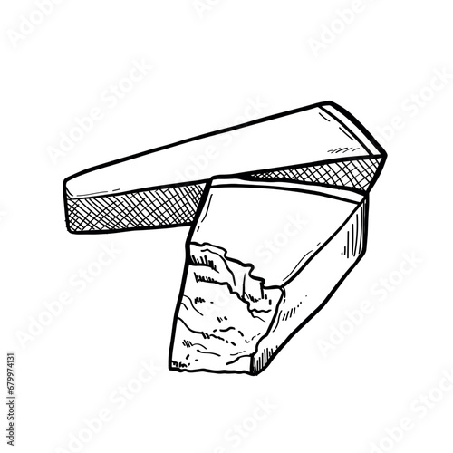 Italian parmesan cheese on white background
