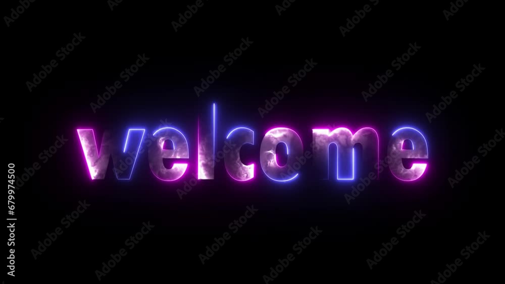 Welcome Animation with 3D neon purple and blue gradient animation Welcome Animation with 3D neon purple and blue gradient animation