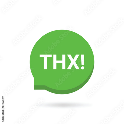 green thank you speech bubble like popup icon. flat trend modern thx logotype graphic web design element isolated on white background. concept of big thankfulness or thanks appreciation badge