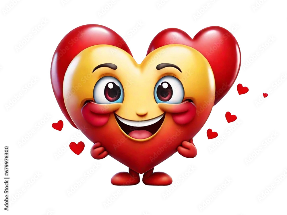 Happy emoji emoticon hugging a big red heart Happy emoji emoticon hugging a big red heart