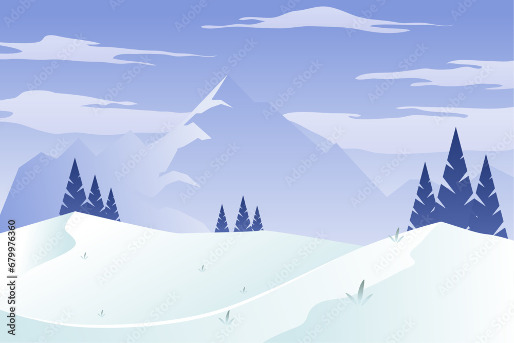 Gradient winter season landscape background