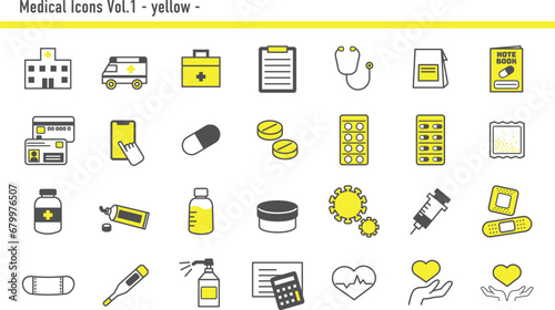 医療アイコンセットA　04　黄色