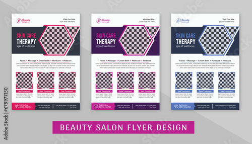 Colorful beauty and spa salon services flyer template design with creative shapes in vector layout photo