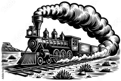 Steam Train Linocut