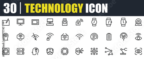 technology icon set, device, electronic