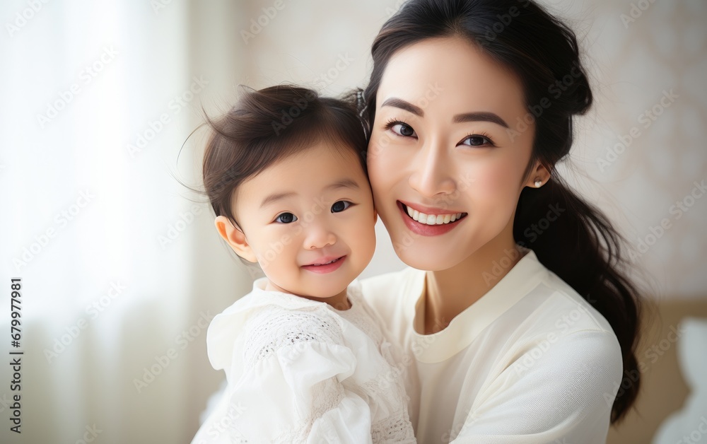 Fashion mother holding her kid in bright background, love concept Fashion mother holding her kid in bright background, love concept