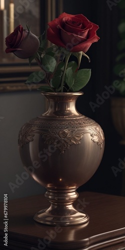 vintage rose features a single rose in an antique vase, adding a touch of vintage elegance © zohiab