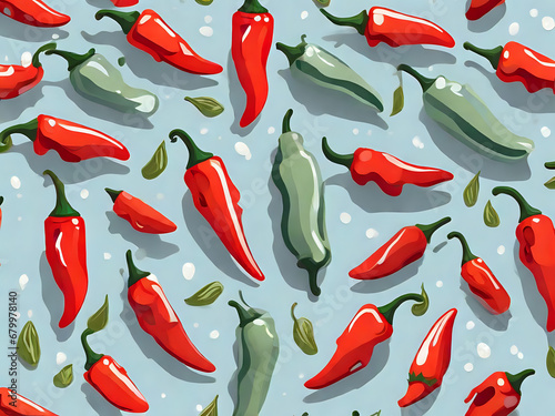 a fresh , modern , lean, and stylized vector pattern of chilly pepers, for a restaurant Ai generative