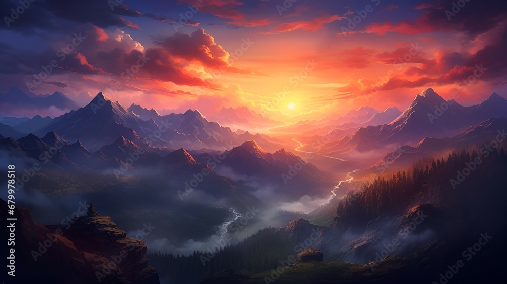 A breathtaking sunset over the mountains
