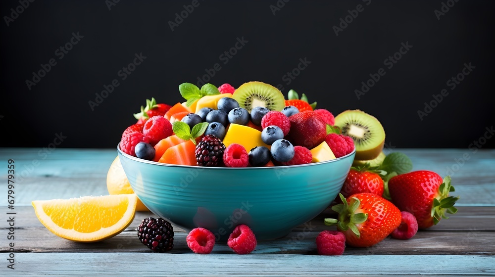 A colorful array of fresh fruits, neatly arranged in a bowl