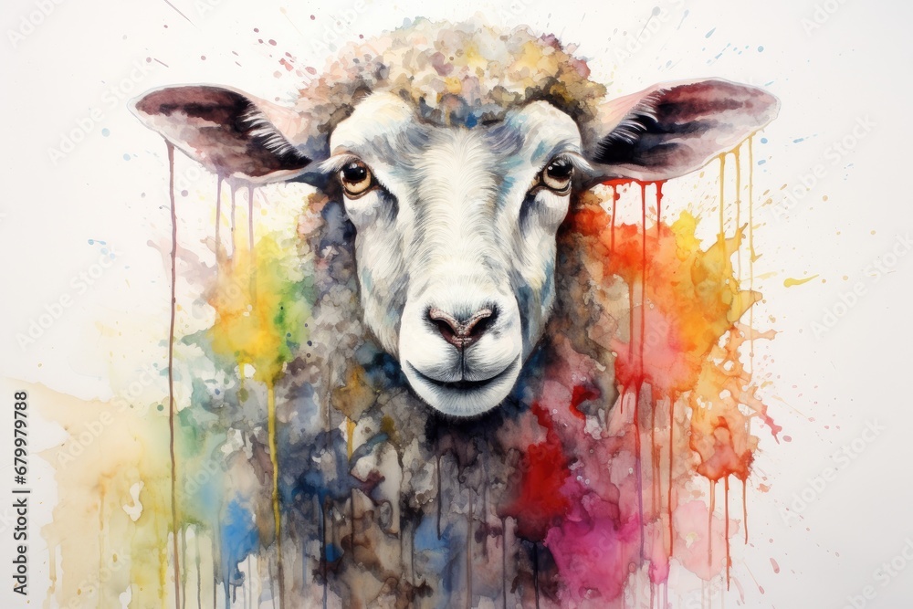 Φωτογραφία watercolor Sheep Cute sheep watercolor illustrations Cute goat hand-painted wate