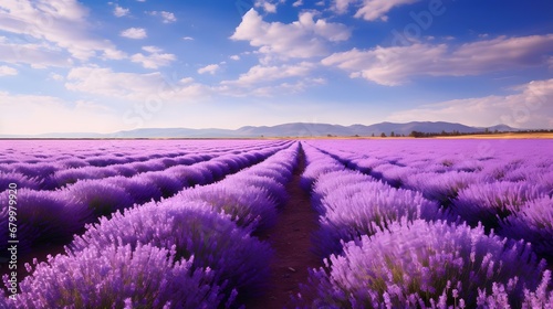 A field of lavender in full bloom emitted a soothing fragrance,