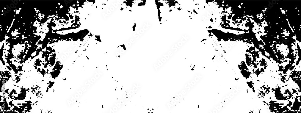 Grungy black ink splat on transparent background. Not AI.