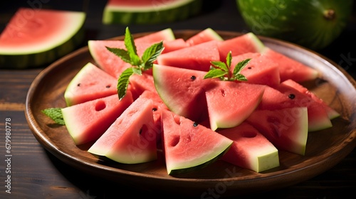 A platter of freshly sliced watermelon, a perfect example of a clean and refreshing snack
