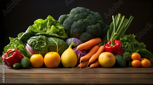 A selection of fresh  organic produce  including kale  bell peppers  and sweet potatoes