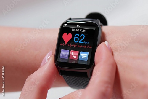 Smart wearable watch showing heartbeat photo