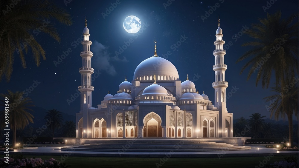 mosque at night photo
