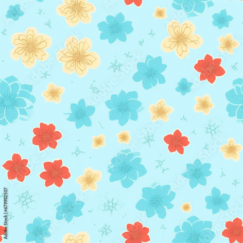 seamless pattern with flowers Generative AI © edil